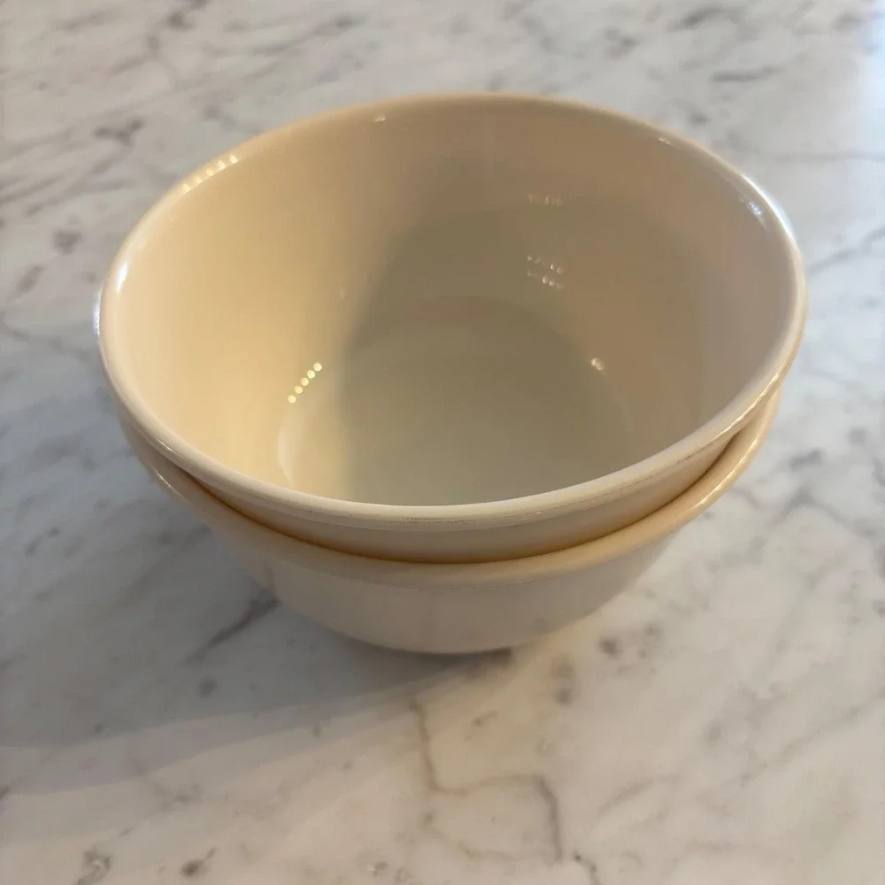 Corelle by Corning Deep Soup Bowls Set of 2 Almond Cream Vitrelle Glass USA
